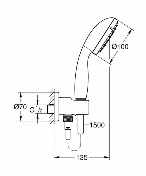 Grohe New Tempesta Ankastre Bağlantılı El Duşu Seti, 2 Akışlı