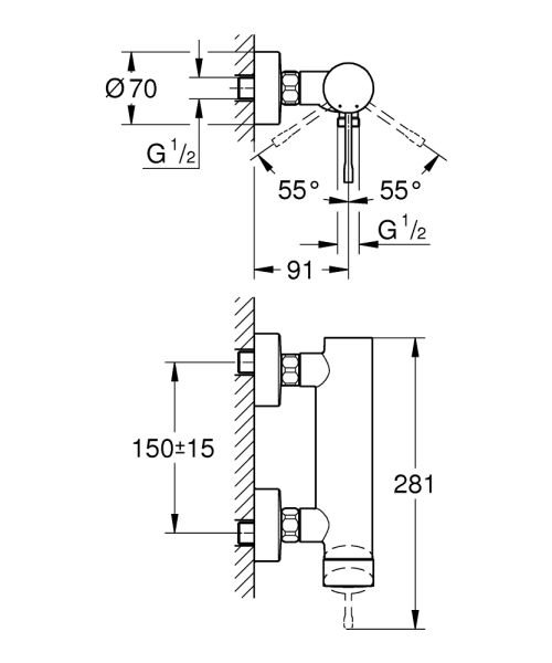 Grohe Essence New Tek kumandalı duş bataryası Siyah