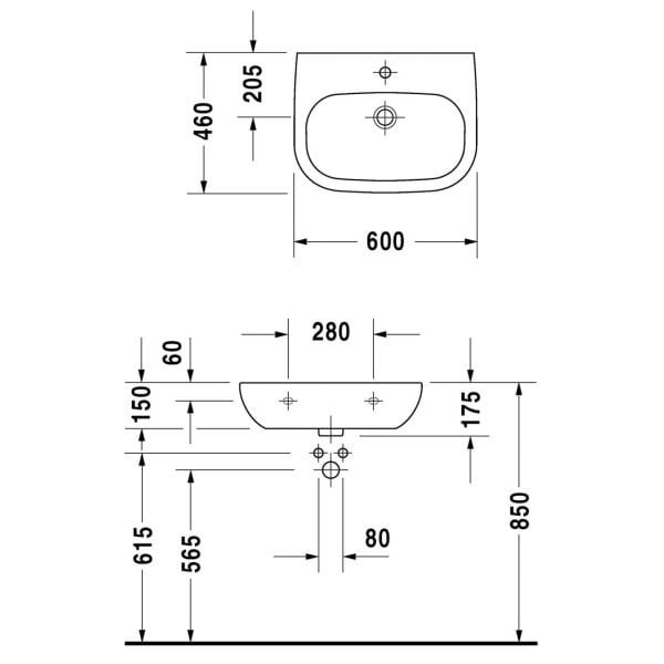 Duravit D-Code Bedensel Engelli  Lavabo 60 cm