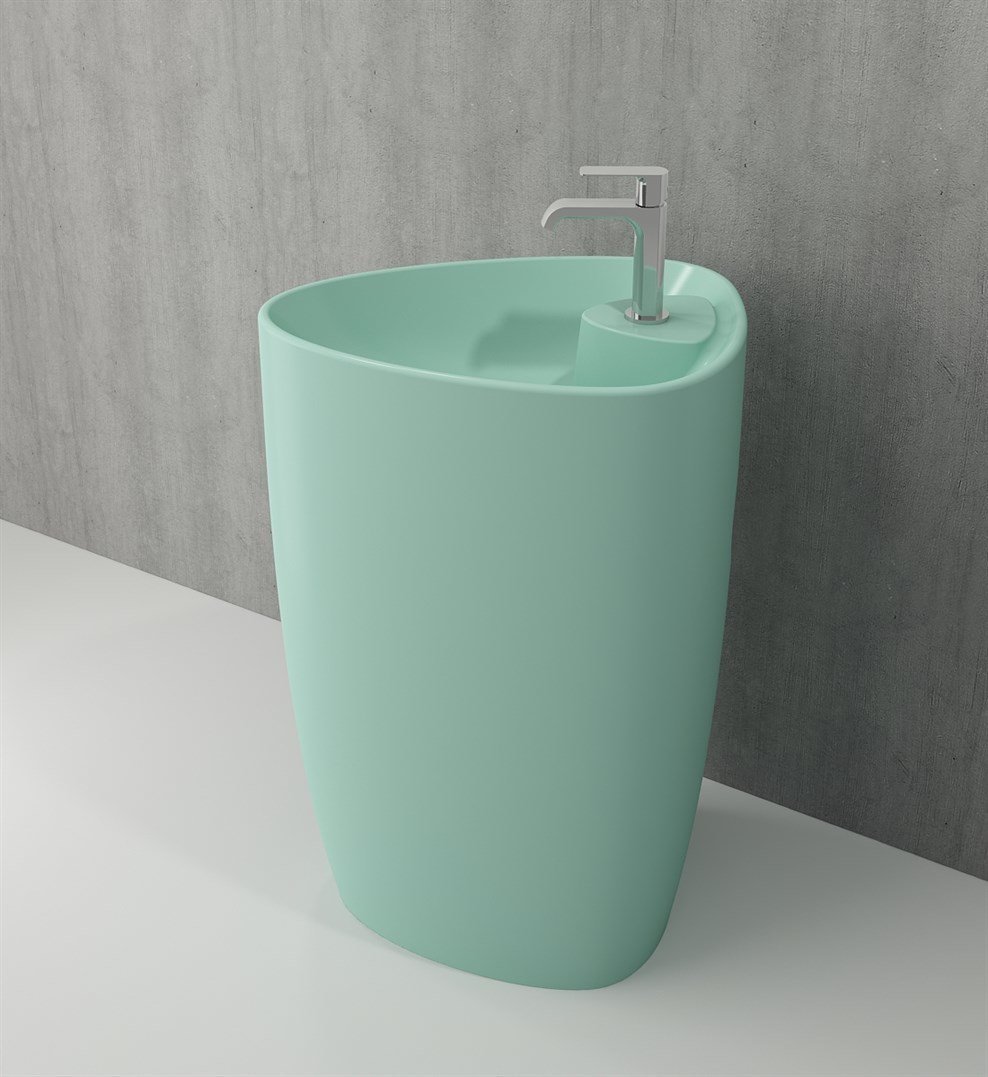 BOCCHI Etna Monoblok Lavabo Batarya Banklı, Mat mint yeşil