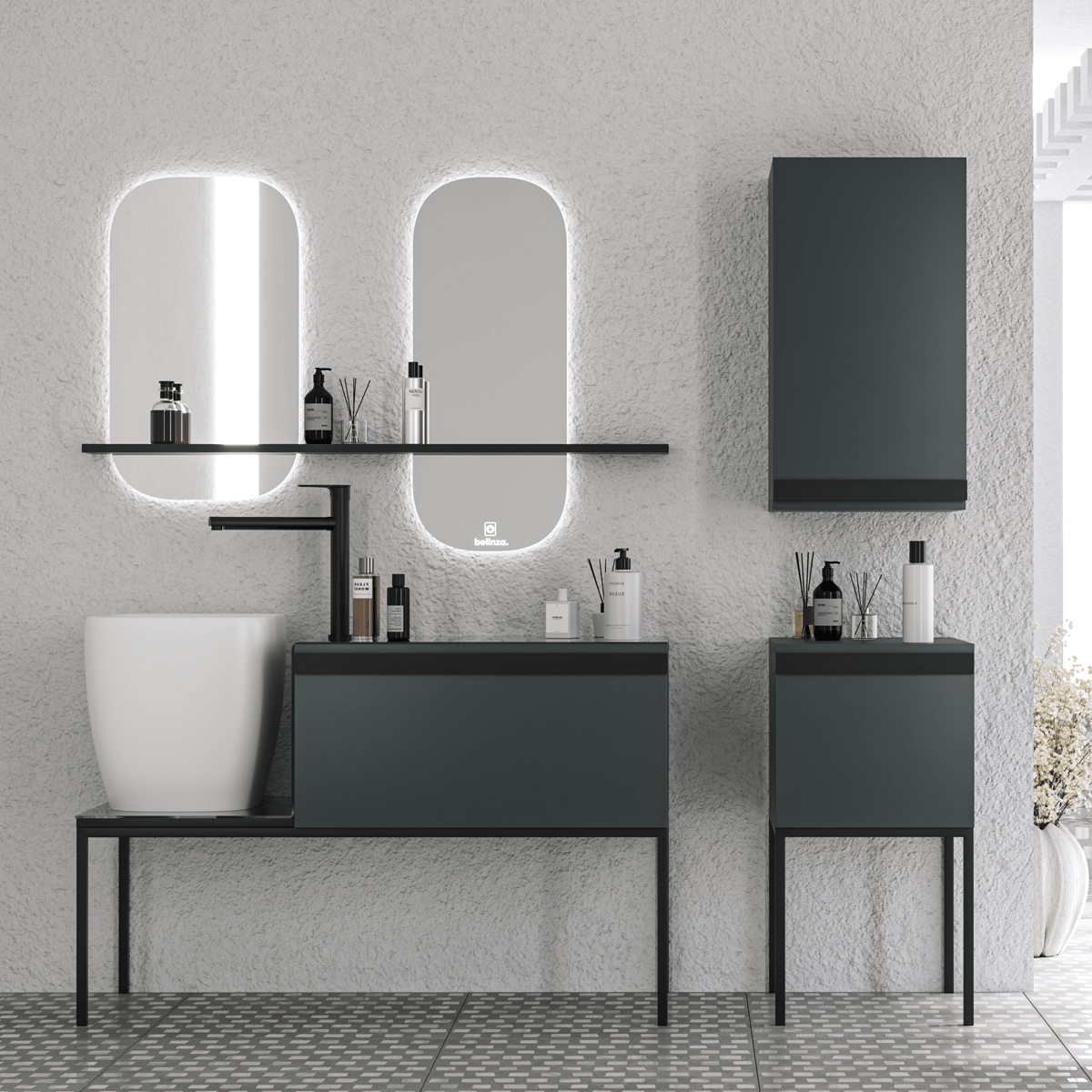 Belinza Luzzi 130 cm Banyo Dolabı Alaska Mavi