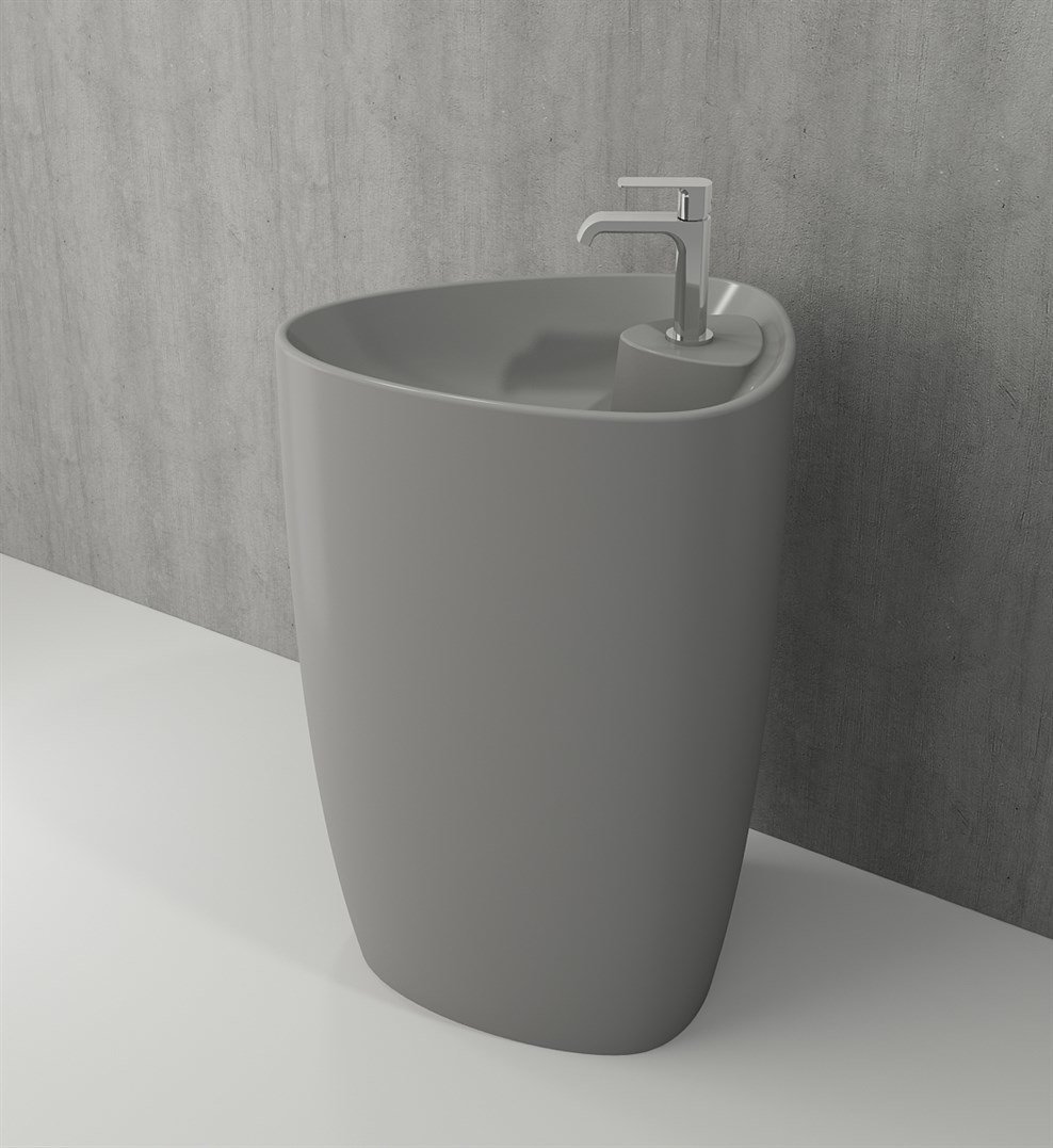 BOCCHI Etna Monoblok Lavabo Batarya Banklı , Mat gri