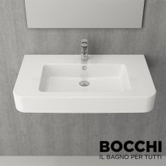 BOCCHI Parma Tezgah Üstü Lavabo, 85 cm, Parlak Beyaz