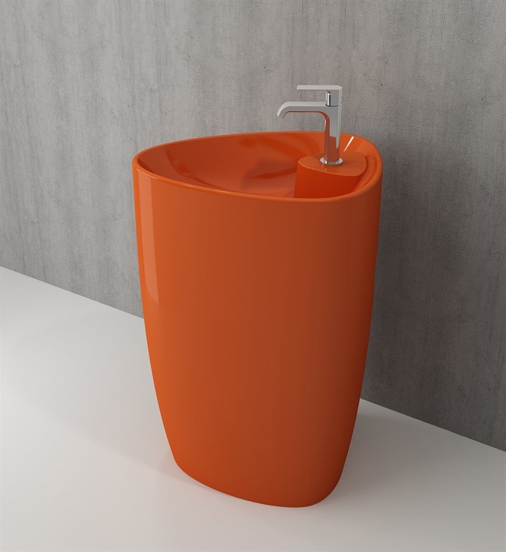 BOCCHI Etna Monoblok Lavabo Batarya Banklı , Parlak Turuncu