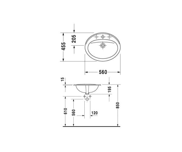 Duravit Duraplus Tezgahüstü Lavabo 56 cm