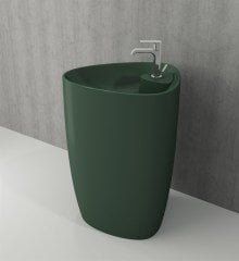 BOCCHI Etna Monoblok Lavabo Batarya Banklı Mat Yeşil