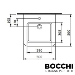 BOCCHI Parma Tezgah Üstü Lavabo, 50 cm, Parlak Beyaz