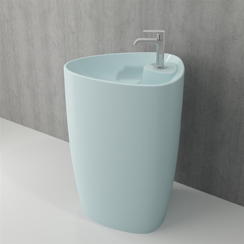 BOCCHI Etna Monoblok Lavabo Batarya Banklı Mat Buz Mavi