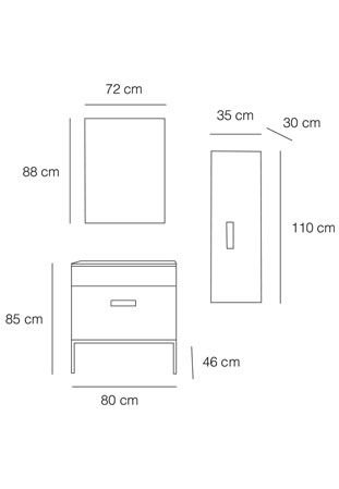 FYM Porto 80 cm Banyo Dolabı Beyaz