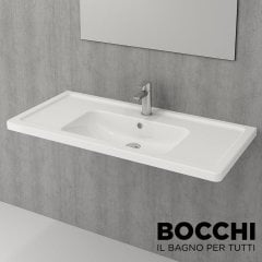 BOCCHI Taormina Pro Etajerli  Lavabo, 105 cm, Parlak Beyaz
