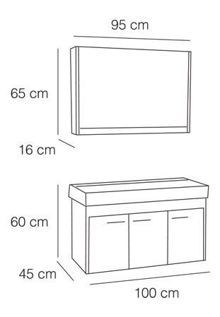 FYM Lina 100 cm Banyo Dolabı Antrasit