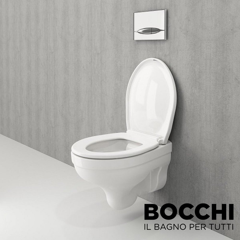 BOCCHI Taormina Pro Rimless Asma Klozet, Parlak Beyaz Yavaş Kapanan Klozet Kapağı Dahil