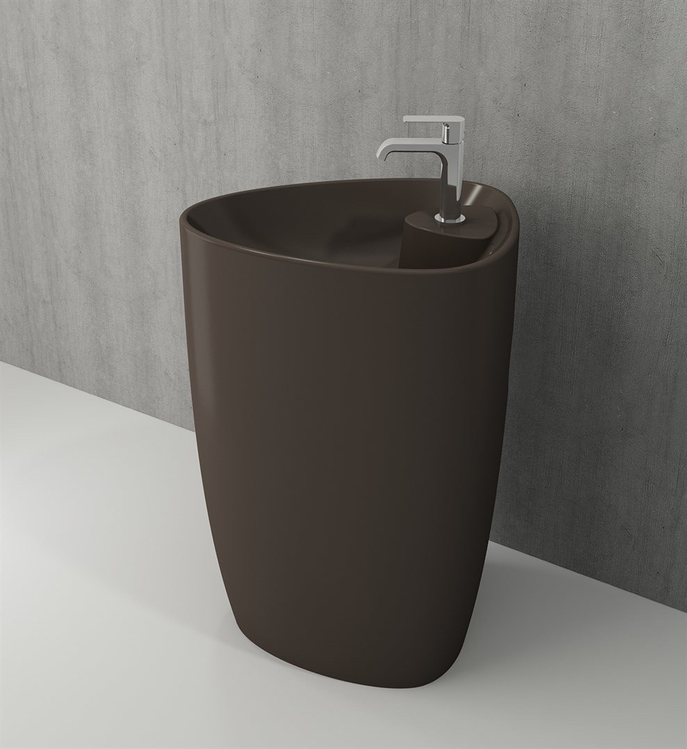 BOCCHI Etna Monoblok Lavabo Batarya Banklı , Mat Kahve