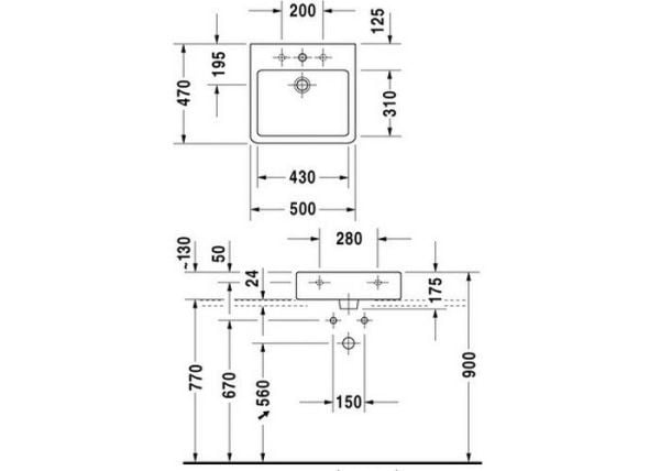 Duravit Vero Tezgahüstü Lavabo 50 cm