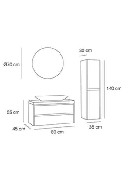 FYM Esse 80 cm Banyo Dolabı Sahra