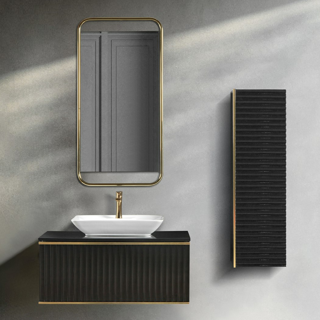 Bagnora Odin 100 cm Mdf Banyo Dolabı Siyah