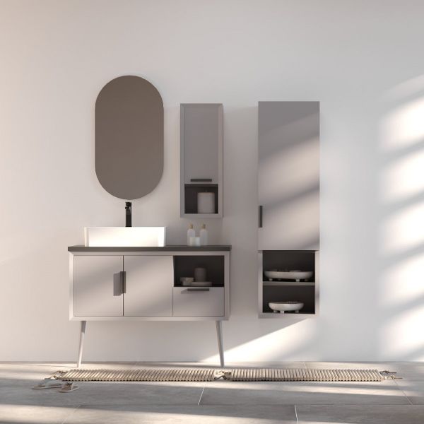 Belinza Retro 100 cm Banyo Dolabı Kadife Gri