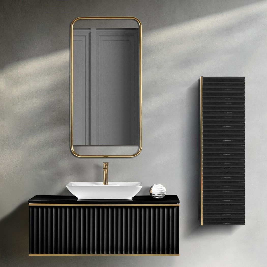 Bagnora Odin 120 cm Mdf Banyo Dolabı Siyah