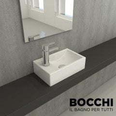 BOCCHİ Milano Dar Sol Lavabo 37 cm Parlak Beyaz