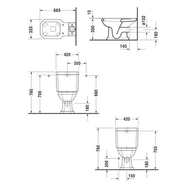 Duravit 1930 Klozet Rezervuar seti Yavaş Kapanan Kapak Dahil