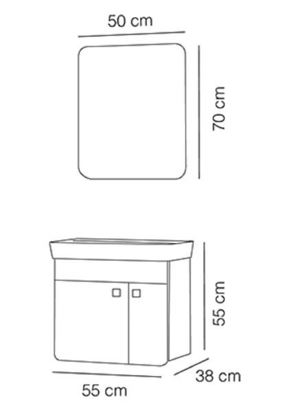 FYM Pınar 65 cm Banyo Dolabı Beyaz-Kül gri