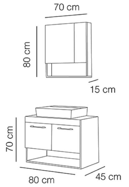 FYM Damla 80 cm Banyo Dolabı Kül gri