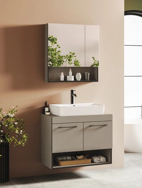 FYM Damla 80 cm Banyo Dolabı Kül gri