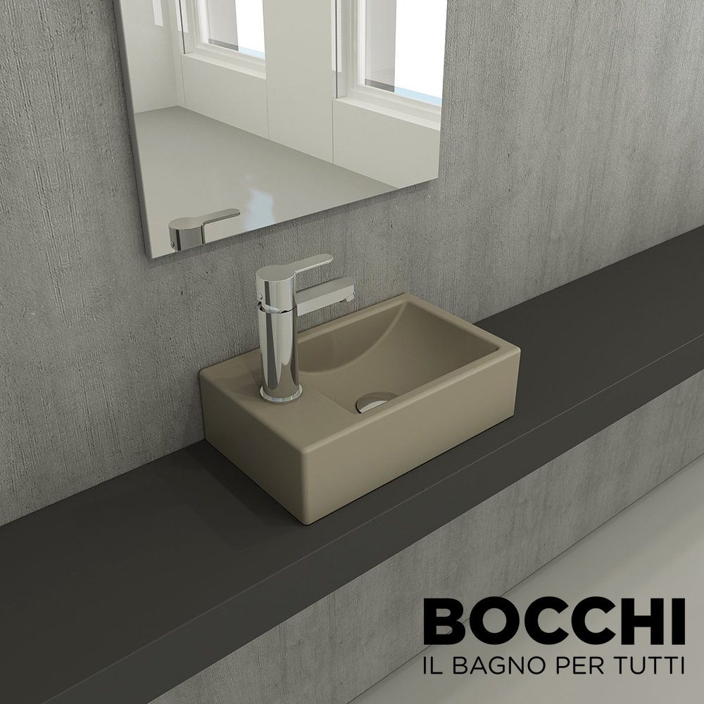 BOCCHİ Milano Dar Sol Lavabo 37 cm Mat Kaşmir