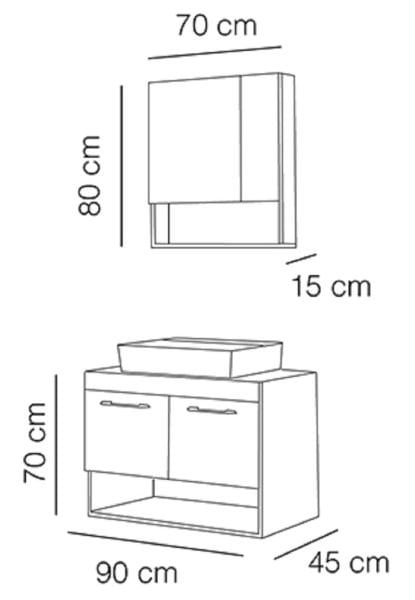 FYM Damla 90 cm Banyo Dolabı Meşe