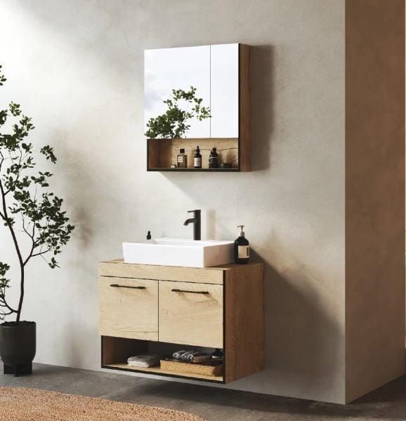 FYM Damla 90 cm Banyo Dolabı Meşe