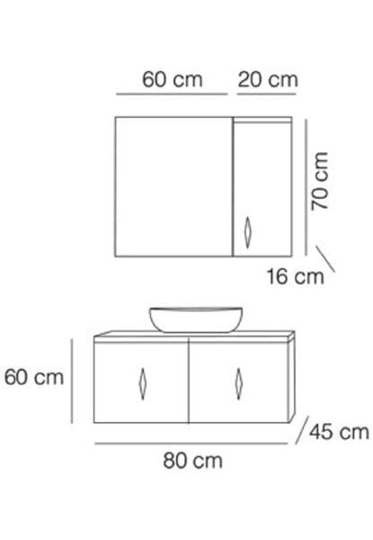 FYM Infınıtıy 80 cm Banyo Dolabı Antrasit