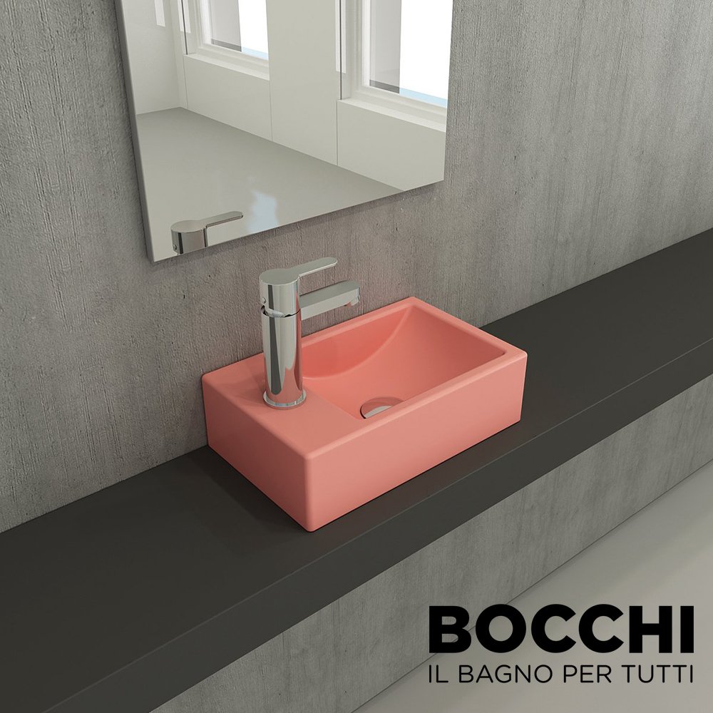 BOCCHİ Milano Dar Sol Lavabo 37 cm Mat Somon