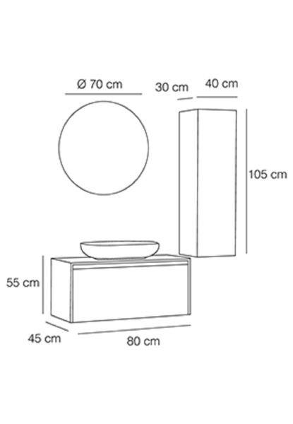 Fym Imelda 80 cm Banyo Dolabı Hazar-Beyaz