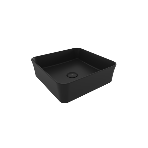 BOCCHI Slim Line Kare Tezgah Üstü Lavabo 38 cm, Mat Siyah
