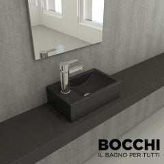 BOCCHİ Milano Dar Sol Lavabo 37 cm Mat Antrasit