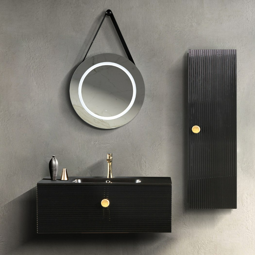 Bagnora Elbis 100 cm Mdf Banyo Dolabı Siyah
