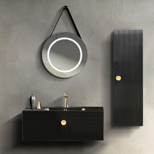 Bagnora Elbis 100 cm Mdf Banyo Dolabı Siyah