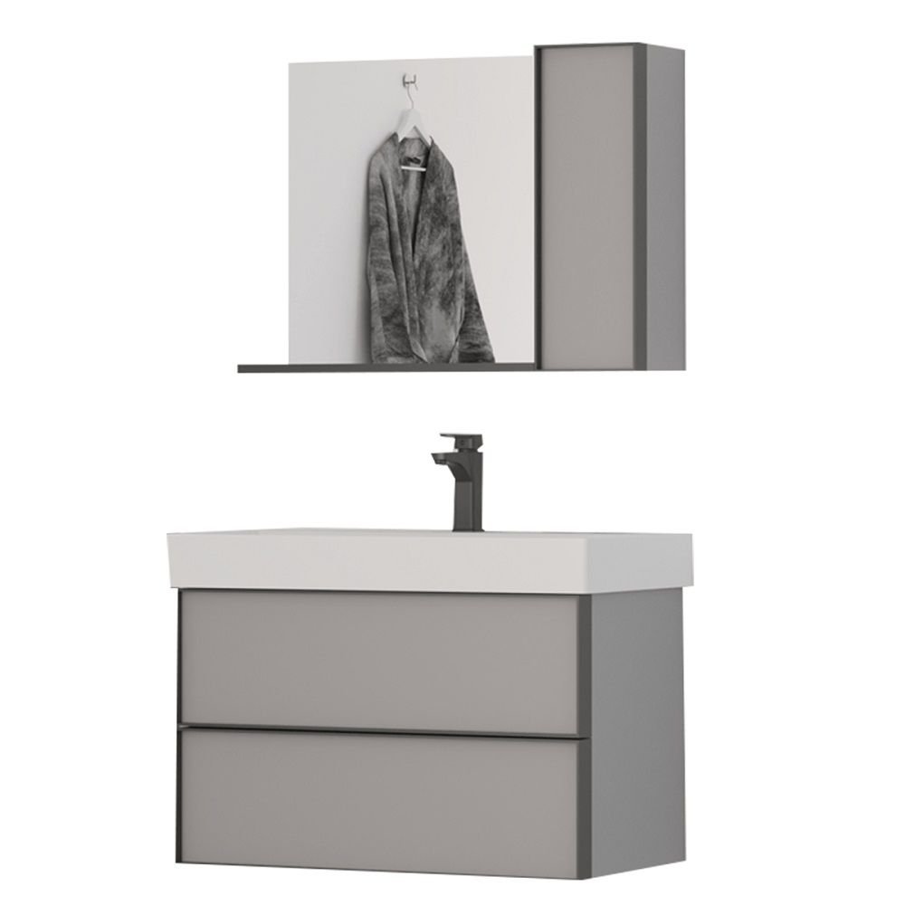 Belinza Bella 85 cm Banyo Dolabı Kadife Gri