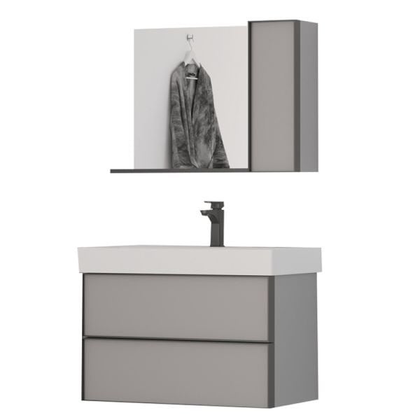Belinza Bella 85 cm Banyo Dolabı Kadife Gri