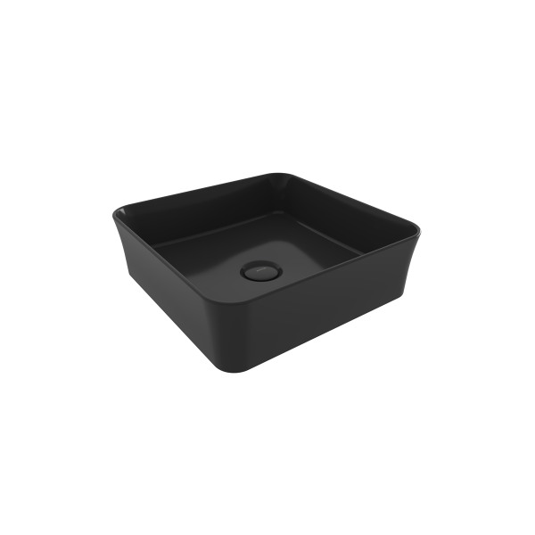 BOCCHI Slim Line Kare Tezgah Üstü Lavabo 38 cm, Parlak Siyah