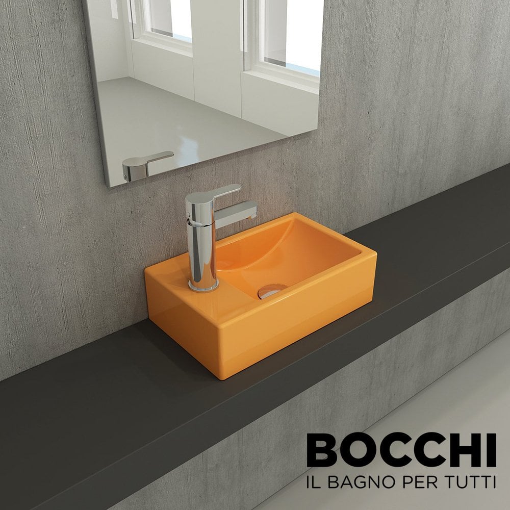 BOCCHİ Milano Dar Sol Lavabo 37 cm Parlak Mandalina Sarısı