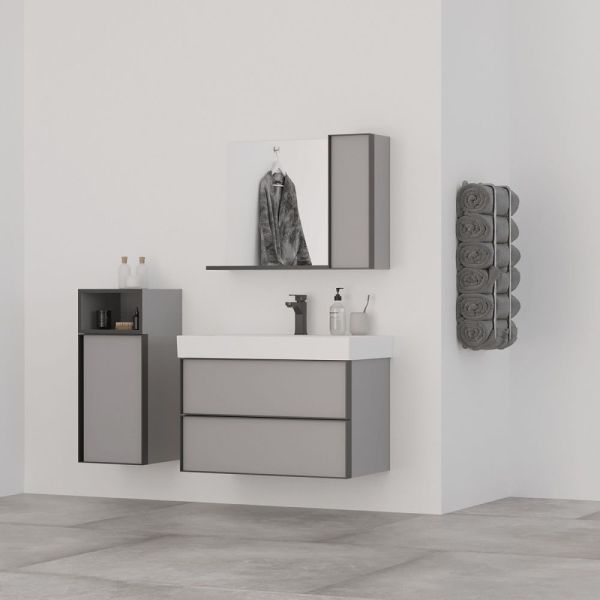 Belinza Bella 60 cm Banyo Dolabı Kadife Gri