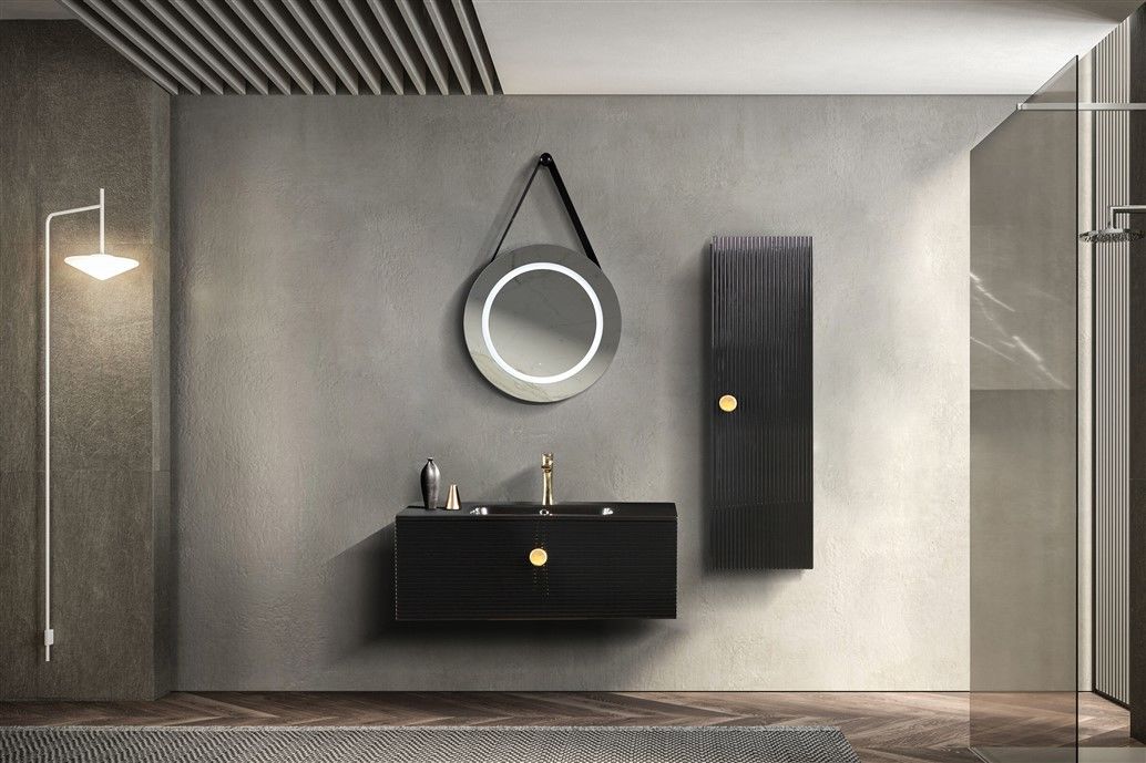 Bagnora Elbis 100 cm Mdf Banyo Dolabı Siyah boy dolabı istemiyorum