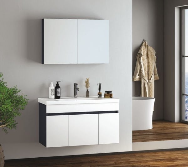 FYM Efes 100 cm Banyo Dolabı Beyaz-Antrasit