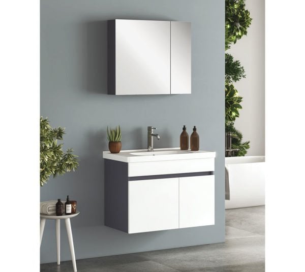 FYM Efes 80 cm Banyo Dolabı Beyaz-Antrasit