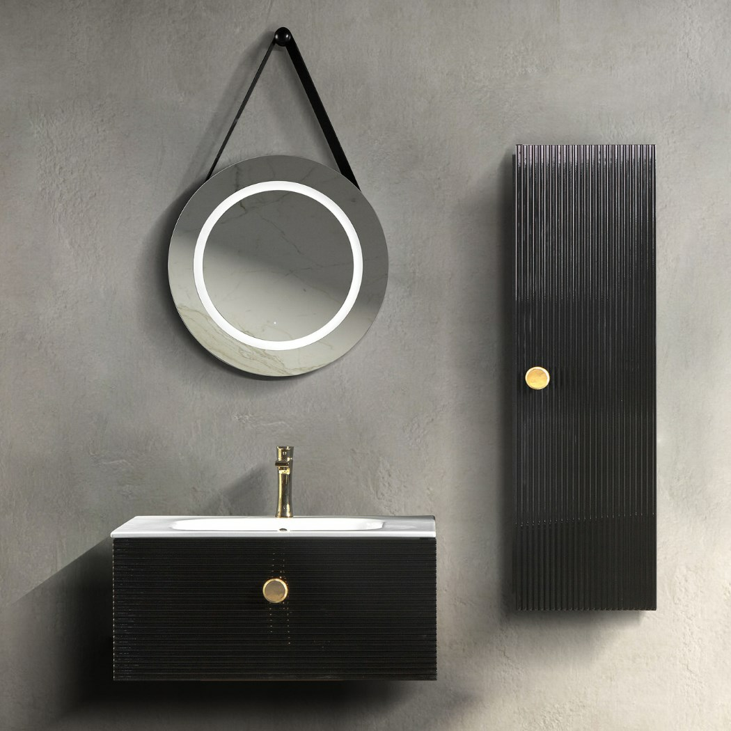 Bagnora Elbis 80 cm Mdf Banyo Dolabı Siyah