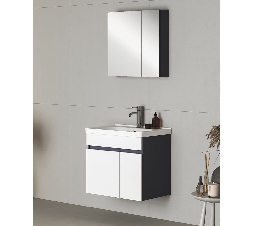 FYM Efes 65 cm Banyo Dolabı Beyaz-Antrasit