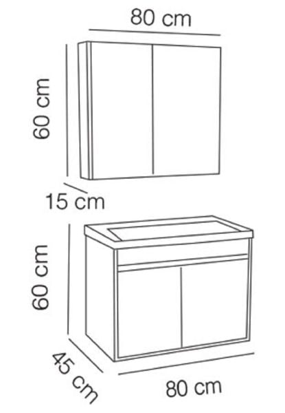 FYM Efes 65 cm Banyo Dolabı Beyaz-Antrasit