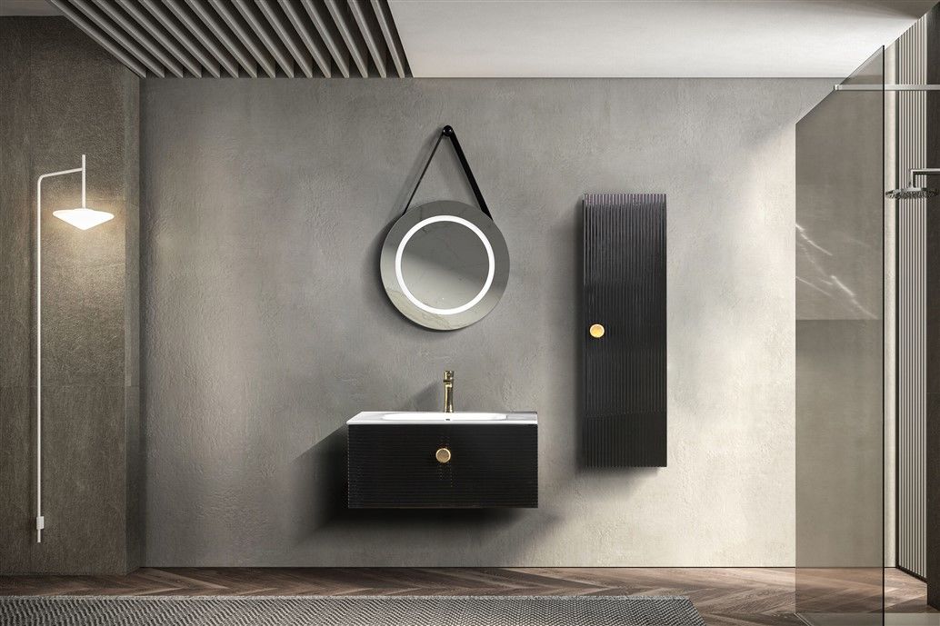 Bagnora Elbis 80 cm Mdf Banyo Dolabı Siyah boy dolabı istemiyorum