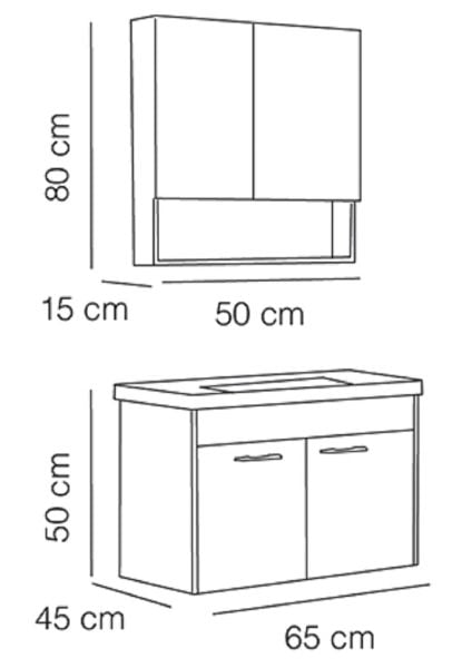 FYM Hazal 65 cm Banyo Dolabı Hazar-Beyaz